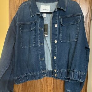 Nine West Dark Indigo Denim Jacket with Elastic Hem